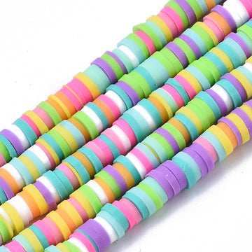 1 Strand, 4mm, Heishi Beads, Environmental Handmade Polymer Clay Beads, Disc/Flat Round  in Mixed shades